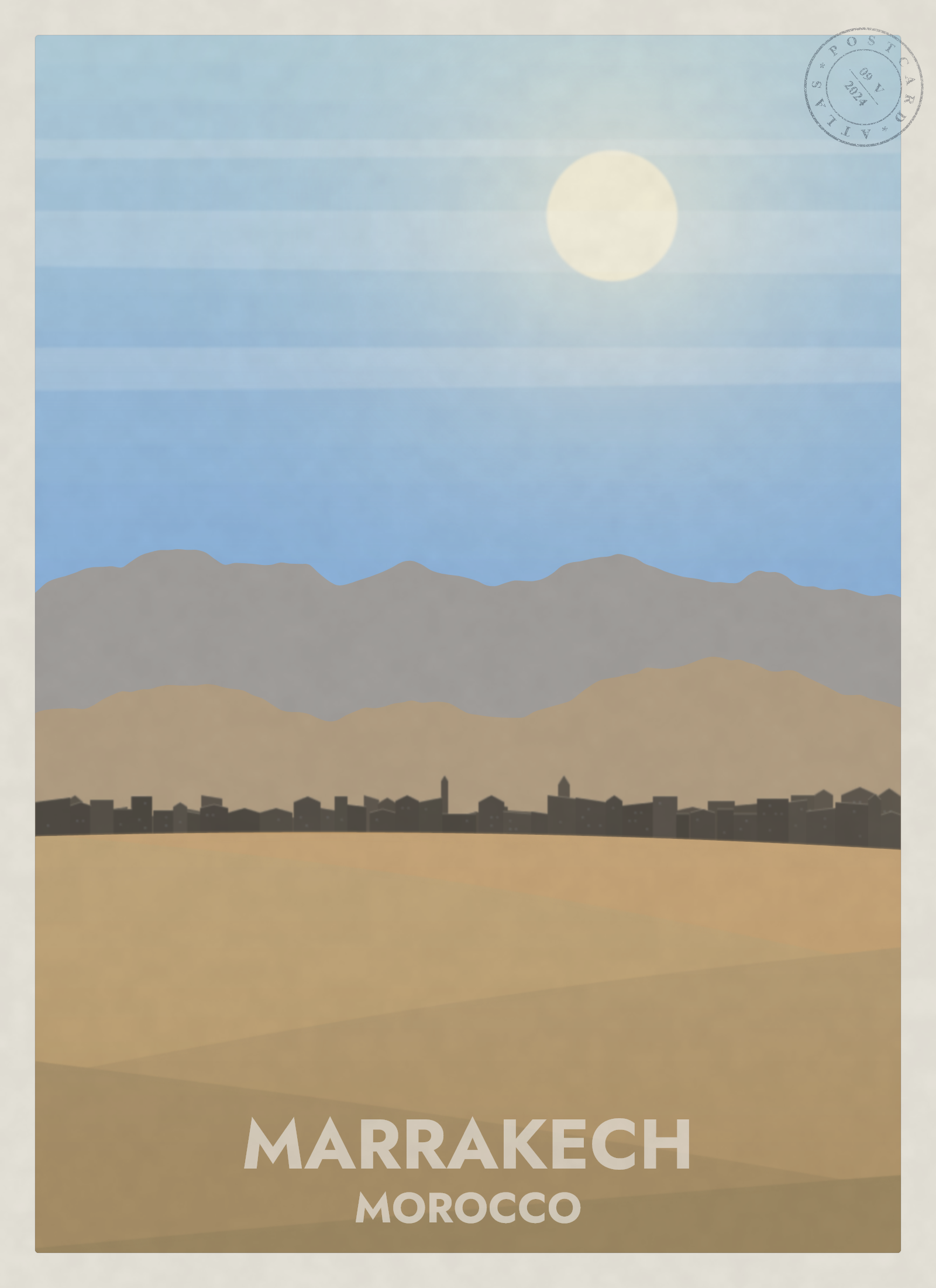 Marrakech at dusk in dry season