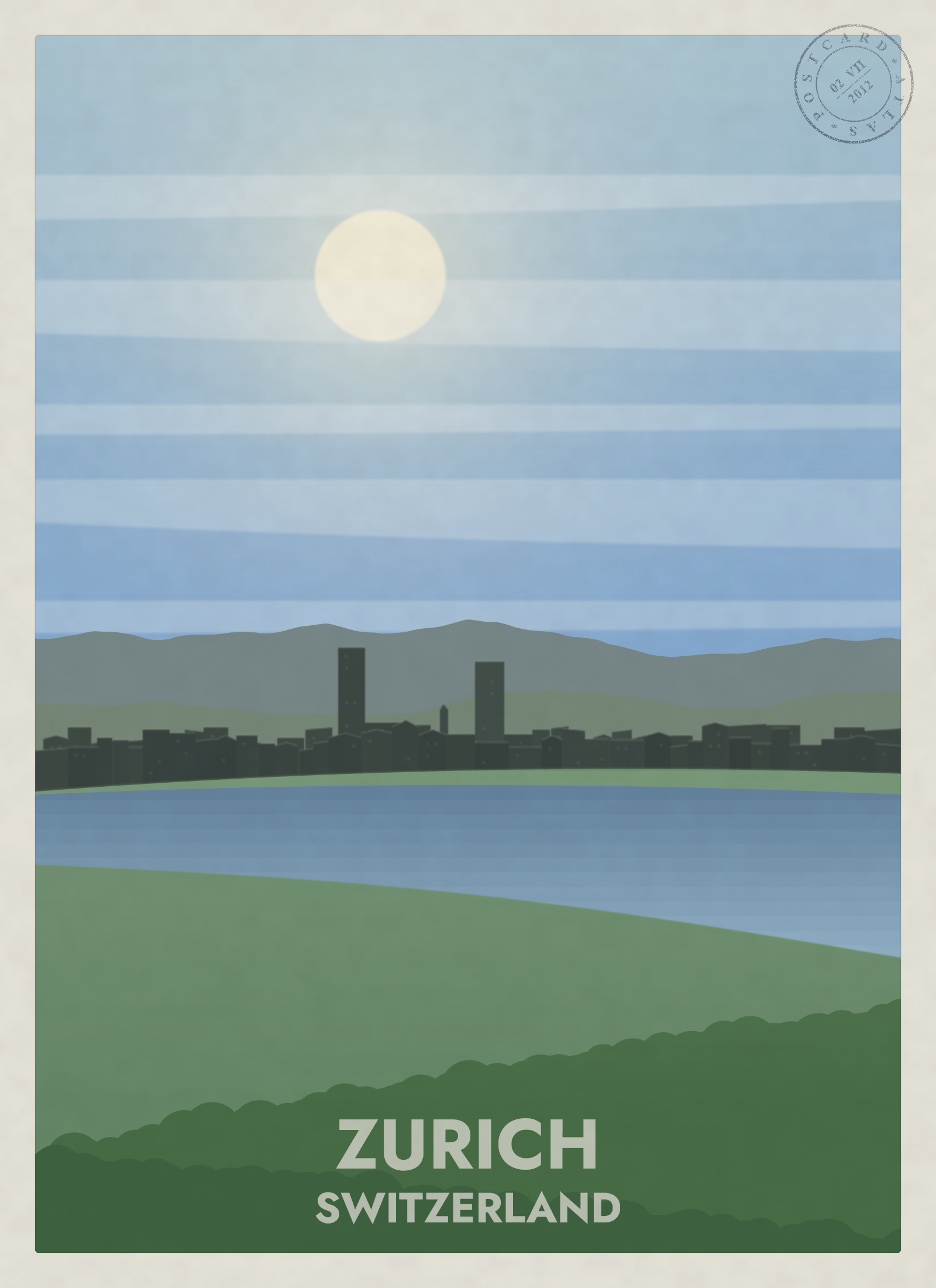 Zurich at dawn in summer